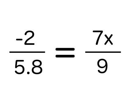 -2/5.8 = 7x/9